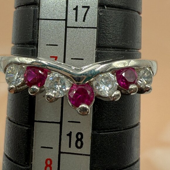 Sapphire Ring Avon RJ Graziano, Silver, Tested Stones, Pink & Clear - Picture 4 of 13